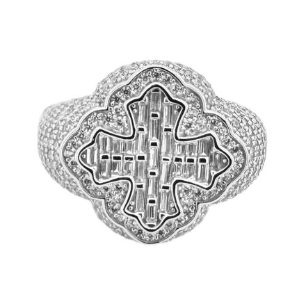 clover ring 925 sterling silver with cz stones.