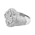 925 sterling silver clover ring for men with high end cz stones.