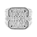 925 sterling silver square baguette stones for men 15 mm wide.