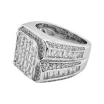 15 mm wide signet pinky ring for men with cz stones 925 sterling silver.