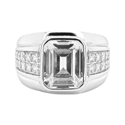 925 sterling silver Emerald stone set signet ring and pinky ring for men.