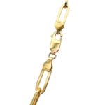 9k yellow gold solid paper clip chain for women 20, 22, 24 inches.