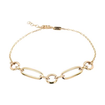 14k yellow gold paper clip bracelet semi solid for ladies.