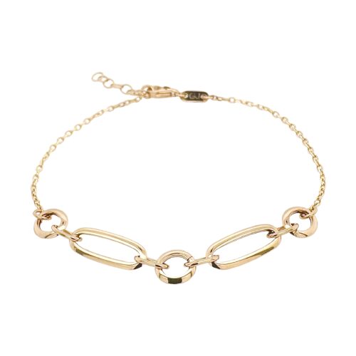 14k yellow gold paper clip bracelet semi solid for ladies.