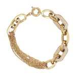 14k Yellow Gold Chain stones set bracelet for ladies.