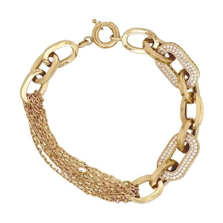 14k Yellow Gold Chain stones set bracelet for ladies.