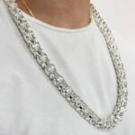 Sterling silver 925 heavy weight cage chain italian made 14 mm wide available in all lengths.