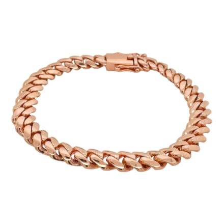 9k Rose Gold Cuban bracelet with heavy and tight links. The bracelet is 8 mm wide for men and women.