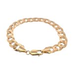 9k Yellow gold curb bracelet 10 mm wide solid bevelled style for men.