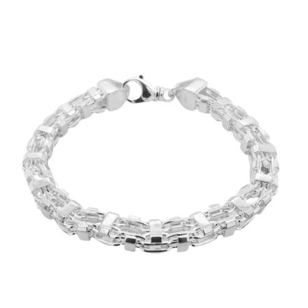 925 sterling silver solid heavy Italian made cage bracelet for men 8 mm wide 40 grams heavy.