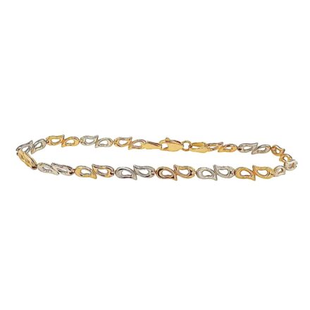 14k (585) Yellow, White and Rose Gold Diamond Cut Patterned Ball/Bead bracelet in 6 mm width. The balls graduate from smaller to bigger size and meet in the middle. This bracelet has a secure clasp where the sizes are adjustable from 6.5 to 7.5 inches. The bracelet is UK hallmarked and shipped out securely in a secure gift