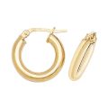 9k Yellow gold 3 mm wide hoop earrings for women, men and kids children.