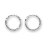 9k white gold sleeper earrings for men women and kids 10 mm, 14 mm, 18 mm, 22 mm 35 mm.