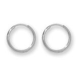 9k white gold sleeper earrings for men women and kids 10 mm, 14 mm, 18 mm, 22 mm 35 mm.