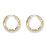 9k Yellow Gold Plain Sleepers Hoop in 8 Sizes - 2 mm - Image 2