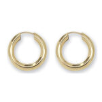 9k yellow gold solid hoop sleeper earrings for men women and ladies 2.5 mm wide.