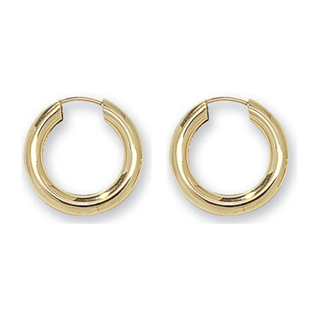 9k yellow gold solid hoop sleeper earrings for men women and ladies 2.5 mm wide.