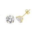 9k yellow gold solid stud earrings with 4 claw setting with cubic zirconia stones.
