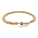 14k Yellow Gold diamond cut ball bead bracelet for ladies with adjustable size 6.5 to 7.5 inches 5 mm wide.