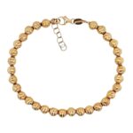 14k Yellow Gold diamond cut ball bead bracelet for ladies with adjustable size 6.5 to 7.5 inches 5 mm wide.