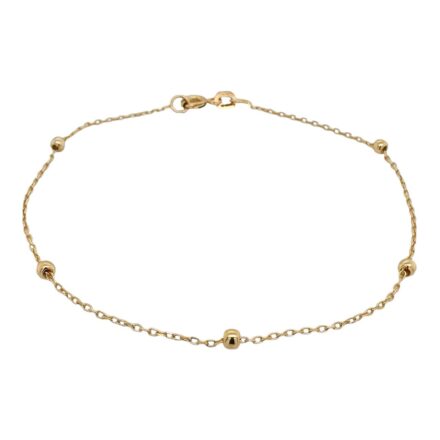 14k yellow gold solid bead ball chain for women and ladies.