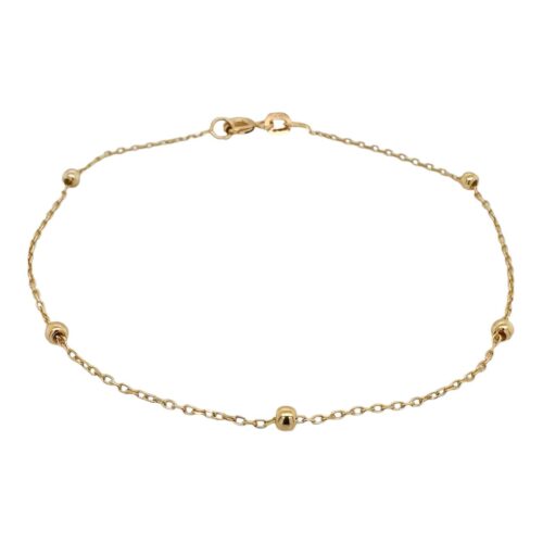 14k yellow gold solid bead ball chain for women and ladies.