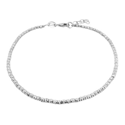14k white gold diamond cut ball bracelet in solid gold for women and ladies.