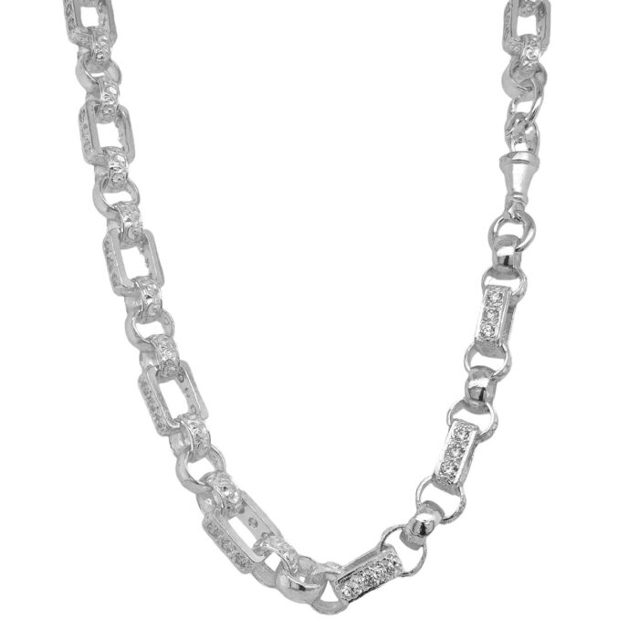 Gypso Chain 925 Sterling Silver Stone Set Gypsy Link Belcher Chain - 8 mm | TOP ...