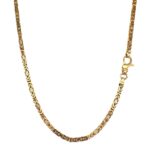 9k yellow gold solid square byzantine chain for men and women 2.5 mm wide italian made