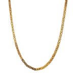 9k yellow gold solid square byzantine chain for men and women 2.5 mm wide italian made