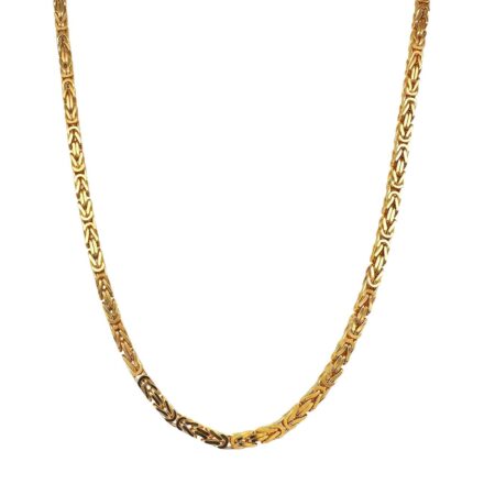 9k yellow gold solid square byzantine chain for men and women 2.5 mm wide italian made