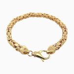 14k yellow gold semi solid byzantine bracelet for men 6 mm wide.