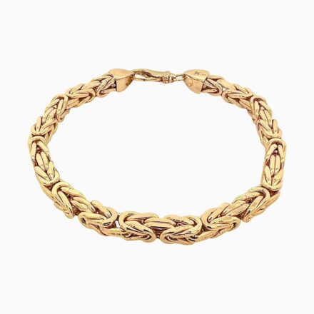 14k yellow gold semi solid byzantine bracelet for men 6 mm wide.
