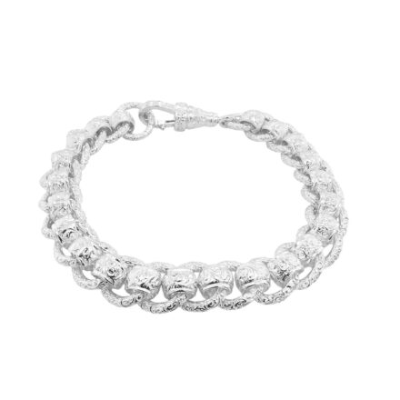 12 mm wide Rollerball bracelet for men solid 925 sterling silver heavy weight all patterned links.