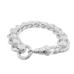 17 mm wide patterned rollerball bracelet heavy weight in 925 sterling silver for men.
