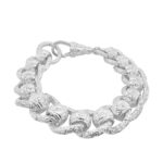 17 mm wide patterned rollerball bracelet heavy weight in 925 sterling silver for men.