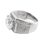 925 sterling silver signet ring for men with white Cubic zirconia stones cz, 12.60 mm wide.