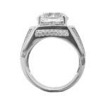 925 sterling silver signet ring for men with white Cubic zirconia stones cz, 12.60 mm wide.