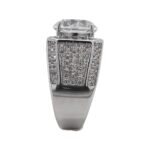 925 sterling silver signet ring for men with white Cubic zirconia stones cz, 12.60 mm wide.