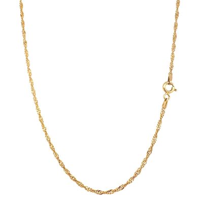9k yellow gold solid singapore chain 2 mm wide for women.