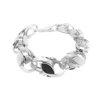 925 sterling silver plain tulip bracelet with shiny polished diamond cut sides. 15.50 mm wiede for men solid.