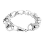 925 sterling silver plain tulip bracelet with shiny polished diamond cut sides. 15.50 mm wiede for men solid.