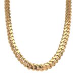 9k yellow gold solid cuban chain for men 9 mm wide miami link thick and tight link 130 grams.