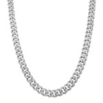 925 sterling silver solid cuban chain iced out with cz stones 6.5 mm wide 22 inches long.