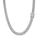 925 sterling silver solid cuban chain iced out with cz stones 6.5 mm wide 22 inches long.