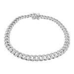 925 sterling silver cuban bracelet for men and women with cubic zirconia stone fully iced out 6 mm wide.