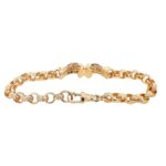 9k yellow gold solid belcher bracelet with stones on the gloves. kids size small size