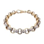 9k yellow gold solid stone set belcher bracelet 9 mm wide for women and kids. 7.5 inches 8 inches.