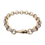 9k yellow gold solid stone set belcher bracelet 9 mm wide for women and kids. 7.5 inches 8 inches.