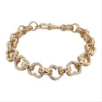 9k yellow gold solid heart belcher for women gypsy lucky style in 7 and 7.5 inches. the bracelet is 9.5 mm wide.